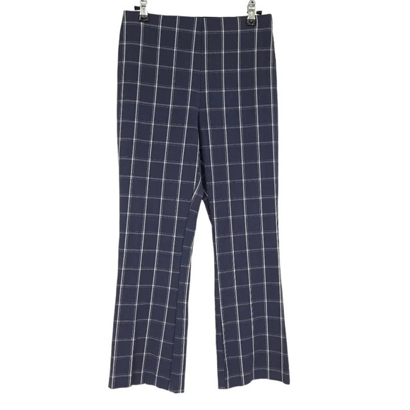 a new day Pants - A New Day Straight Ankle Dress Pants Navy Blue Windowpane Plaid High Rise